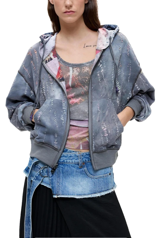 Desigual Sweat_mikaella Revers Sweatshirt Women, Black/White, M