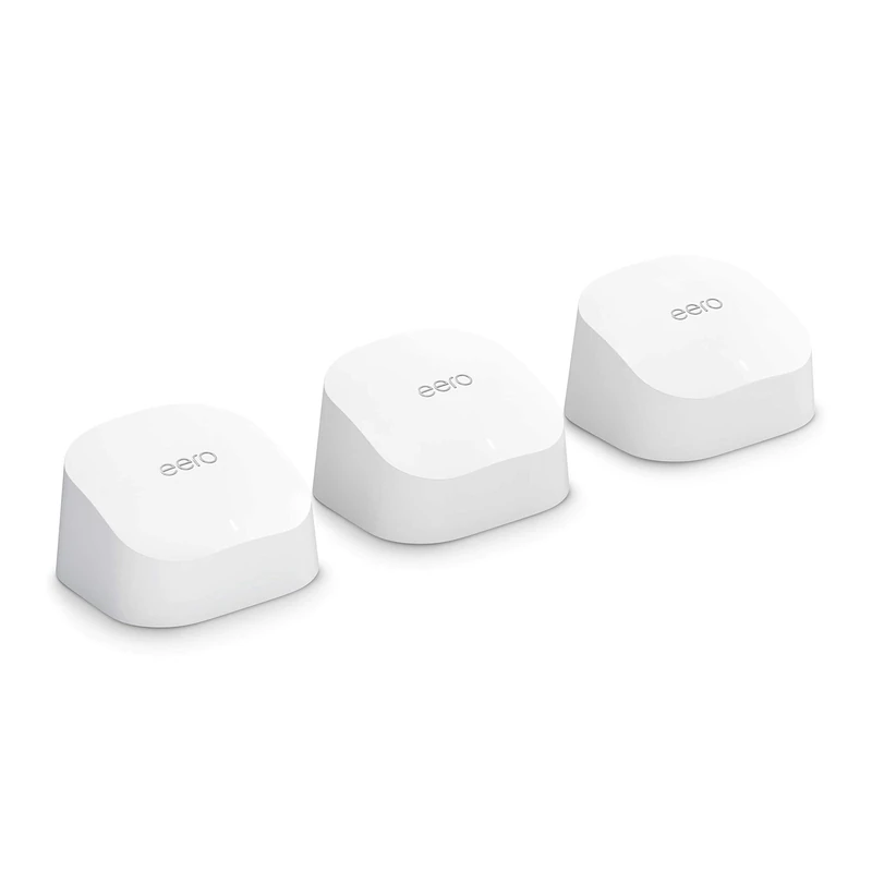 Amazon eero 6 mesh Wi-Fi router | 500 Mbps Ethernet | Coverage up to 420 m² | Connect 75+ devices | 3-Pack Bundle
