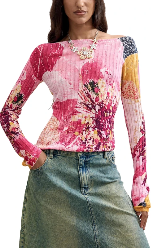Desigual Jers_Roses Women's Sweatshirt, red, XL