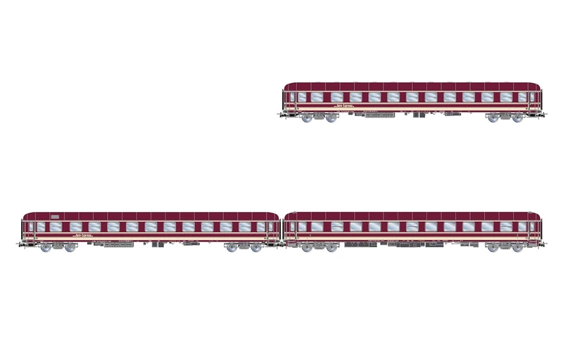 Rivarossi HR4417 Euro-Express, 3-unit pack couchette coaches (Bcm243 + Bcm246 + Bvcmz), purple livery, ep. V-VI Rolling Stock - Coaches