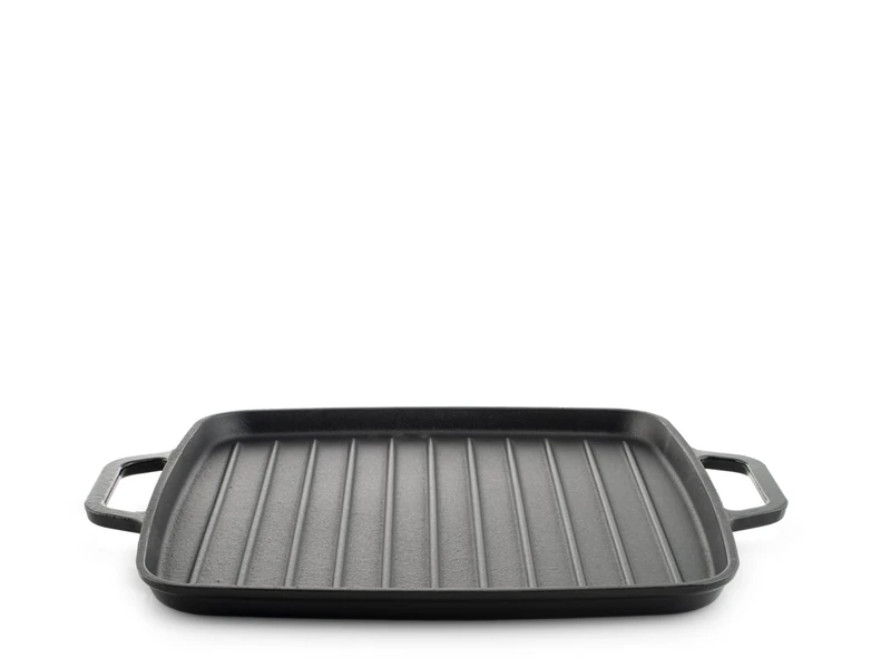 H&H 32cm Square Enamelled Cast Iron Grill Pan with 2 Handles - Induction Compatible and All Hobs