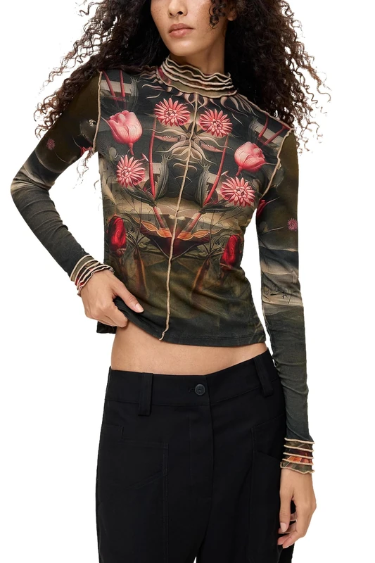 Desigual TS_Life is T-Shirt Women, Black/White, XL