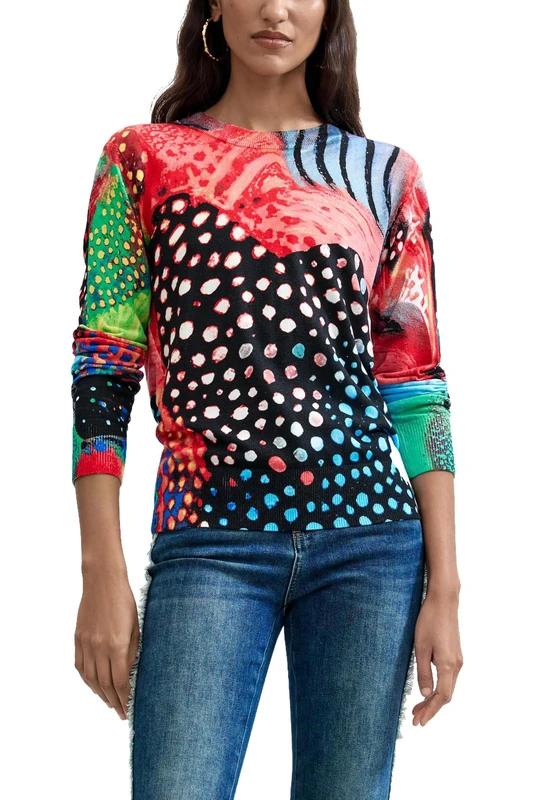 Desigual JERS_Eyes Women's Sweatshirt, Black/White, XL