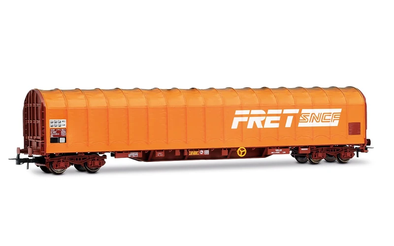 Jouef HJ6315 SNCF, 4-axle tarpaulin wagon Rils type, "FRET", orange livery, ep. IV-V Rolling Stock - Wagons