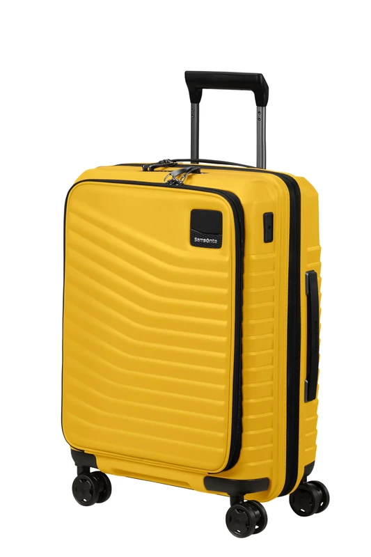 Samsonite Intuo - Hard Case Carry on Luggage 55 x 40 x 23/26 cm - Expandable Cabin Trolley with Front Pocket, for EasyJet & Most Airlines, 42/48 L, Yellow (Citrus)