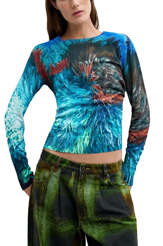 Desigual JERS_Pompom_Lacroix Women's Sweatshirt, Blue, S