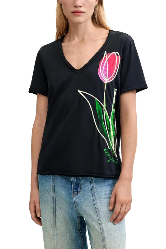 Desigual TS_tulipa T-Shirt Women, Black/White, XL