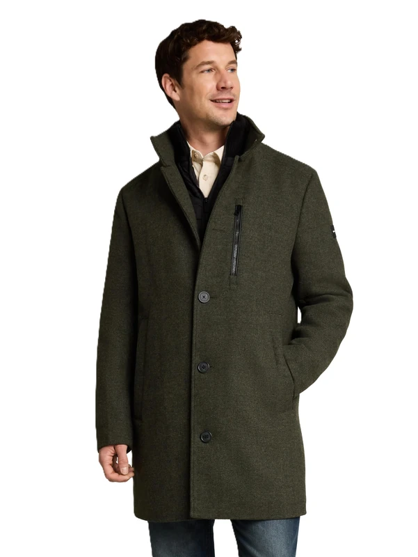 TOM TAILOR Herren Wollmantel mit Stehkragen