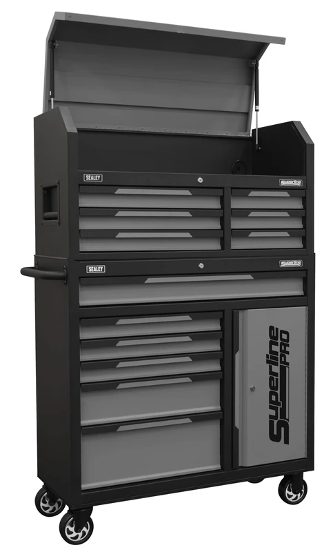 Sealey Superline Pro® 12 Drawer & Cupboard Toolchest Stack - Grey - AP1080GR