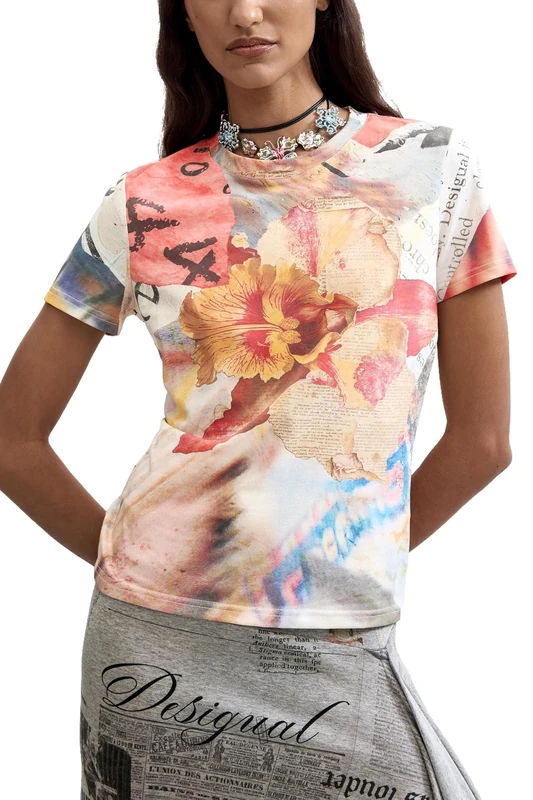 Desigual TS_Aisha T-Shirt Women, Material Finishes, XS