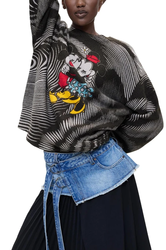 Desigual Jers_Hug Mickey Sweatshirt Women, Black/White, L