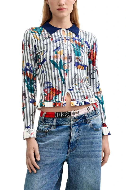Desigual Jers_flowpock Women's Sweatshirt, white, XL
