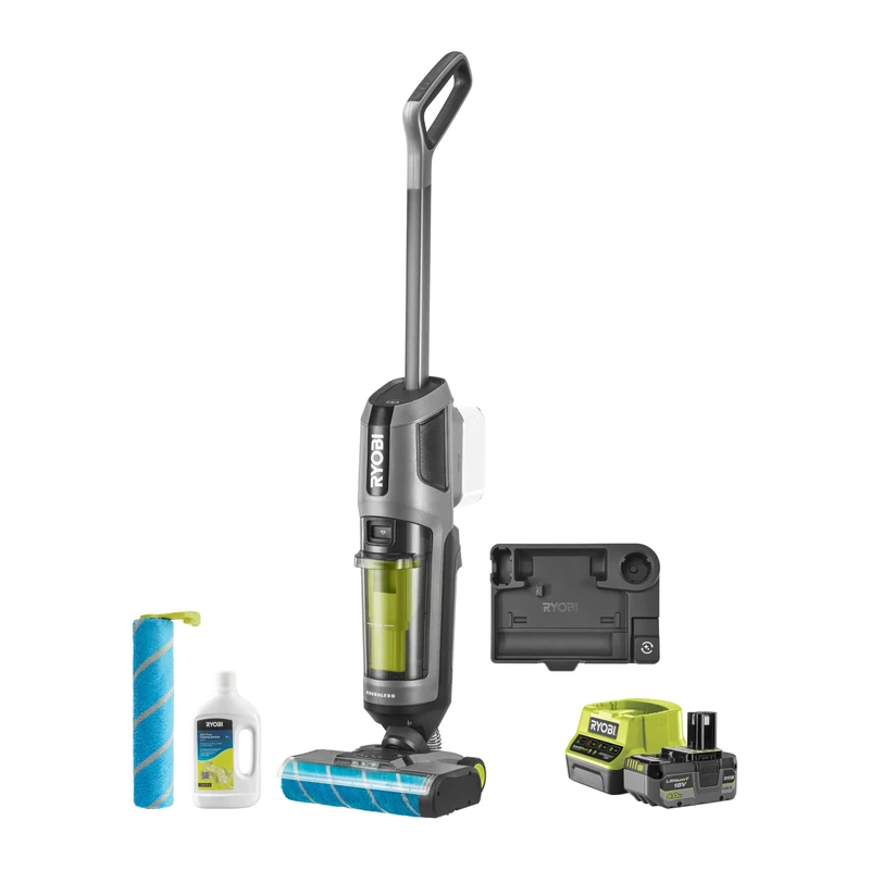 RYOBI One+ 3-in-1 Brushless 18V Vacuum Cleaner – Vacuums, Washes and Dries Hard Floors – Kit with 4.0 Ah Battery and Charger – RHFC18BL-1X40GL