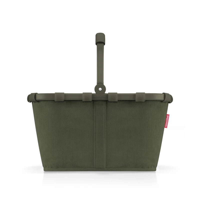 reisenthel Carrybag Sturdy Shopping Basket with Lots of Storage Space and Practical Inner Pocket - Elegant and Water-Repellent Design, Cord Dark Matcha, 28 x 48 x 29 cm, Classic and Fashionable