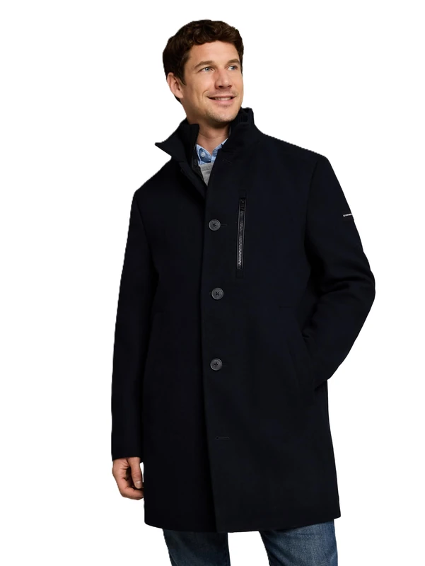 TOM TAILOR Herren Wollmantel mit Stehkragen
