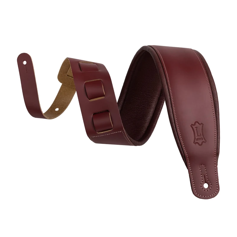 Levy's Leathers 3" Wide Amped Leather Series Guitar Strap with Foam Padding, Burgundy, (M26PD-BRG-BRG)