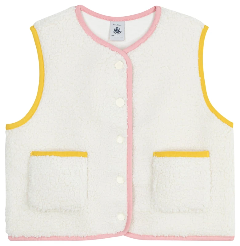 Petit Bateau Children's Sherpa Vest Sleeveless Plain, 6 Years, Ecru