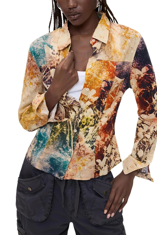 Desigual Women's Blue Shirt M - Regular Fit Button-Down