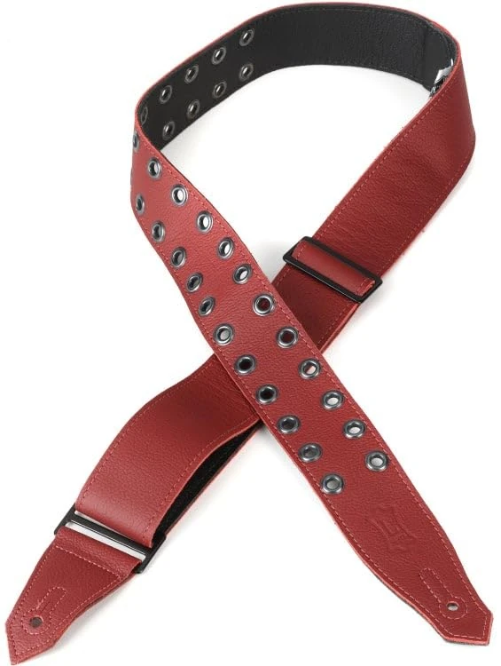 Levy's Leathers 2.5" Wide Rebel Leathers Series Genuine Leather Guitar Strap, Oxblood with Black Eyelets, (M80RBEY-BRG)