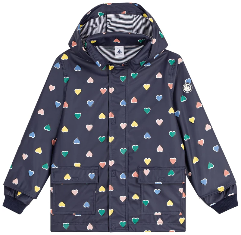 Petit Bateau Children's Waxed Heart Print, 3 Years, Smoking/Multico