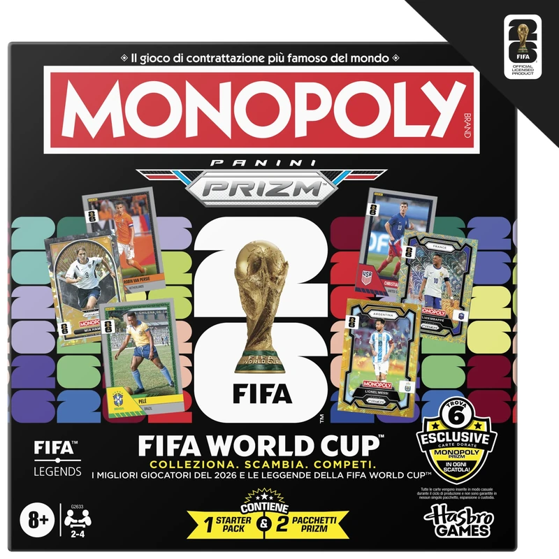 Monopoly Panini Prizm: FIFA World Cup I Football Themed Board Game with Monopoly Panini Prizm Trading Cards FIFA World Cup 2026 I Ages 8+