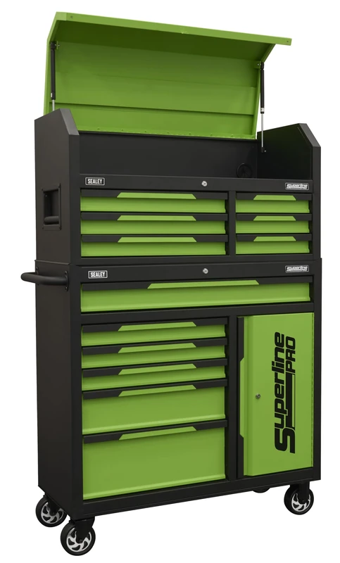 Sealey Superline Pro® 12 Drawer & Cupboard Toolchest Stack - Green - AP1080HVG
