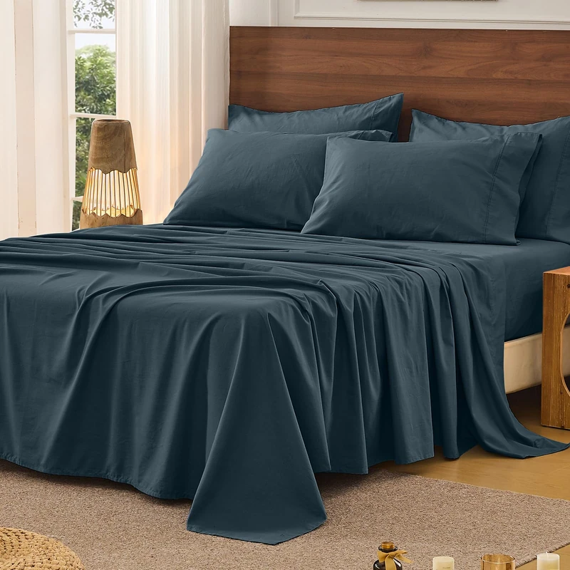 Bedlifes 100% French Pure Linen Sheets Queen Size Breathable and Cooling Flax Sheet Set Soft Durable and Moisture Wicking 16 Inch Deep Pocket-4 Piece(Queen,Cool Gray)