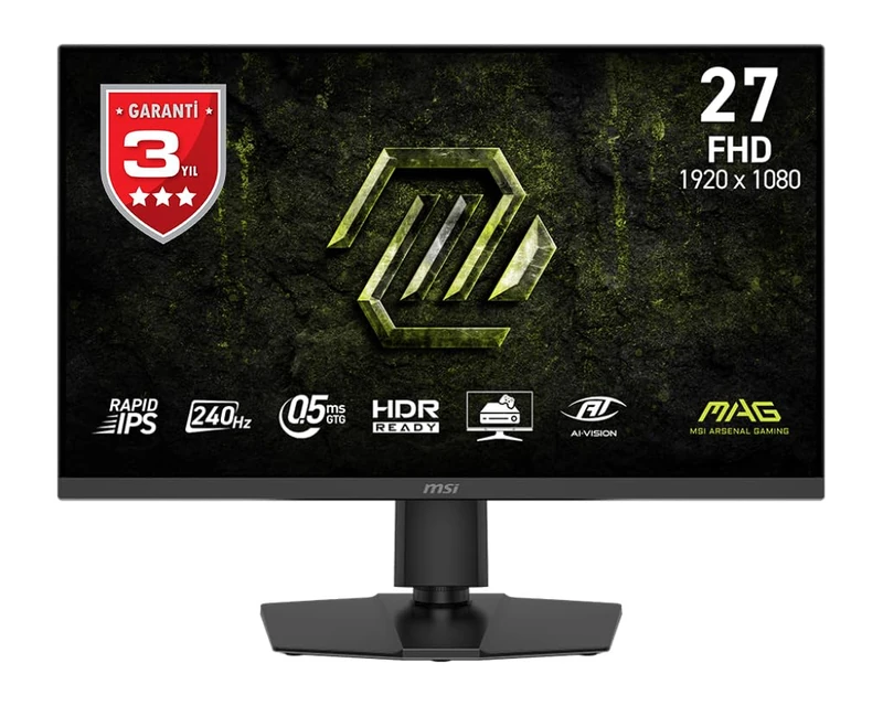 MSI mag 272PF X24 Gaming Monitor 27" FHD, 1920 x 1080 Rapid IPS, 240Hz, 0.5 ms, HDR, Eye Protection, HDMI 2.0b, DP 1.2a, Adjustable Tilt/Height, VESA Mounting, Black