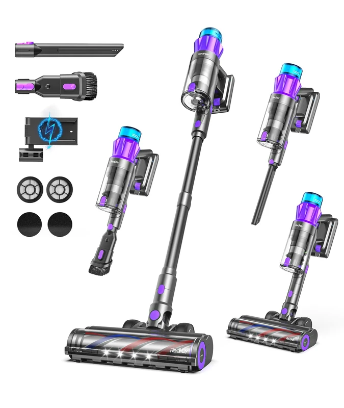 Redkey P9 Pro 68KPa/650W/80Min, Powerful Cordless Vacuum Cleaner with LED Screen, Anti-Tangle Brush, Wall Charging, Hard Floor/Carpet/Pet Hair Vacuum Cleaner