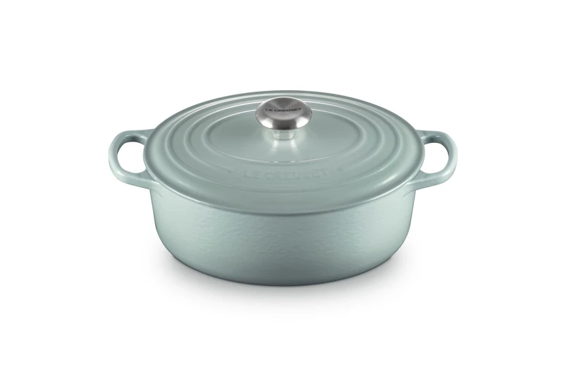 Le Creuset Signature Enamelled Cast Iron Oval Casserole Dish With Lid, 27 cm, 4.1 Litre, Sea Salt