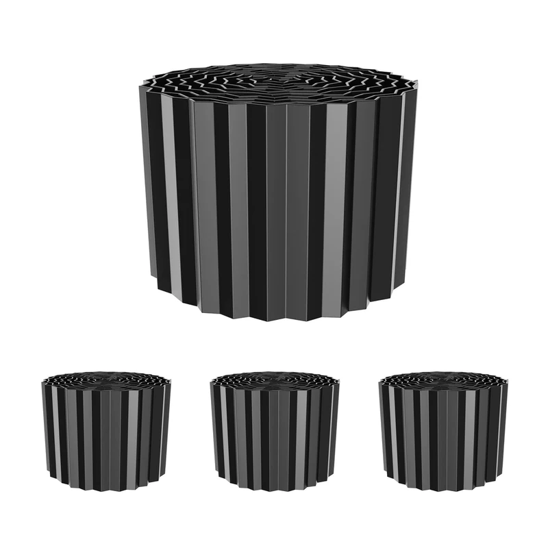 GarveeHome Galvanised Lawn Edging 600 cm L x 20 cm H (Pack of 4) Sturdy Flower Bed Border and Mowing Edge Made of Metal Durable Flower Bed Edging and Palisade for Garden Beds - Image 1