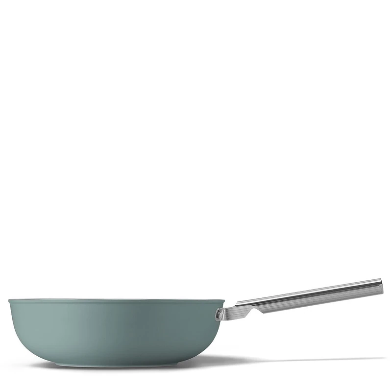 Smeg 50’s Style Non-Stick Wok, Suitable for All Cooktops, Oven Proof, Stainless Steel Handles, Made in Italy, 30cm, Matte Emerald Green, WOF3002EGM