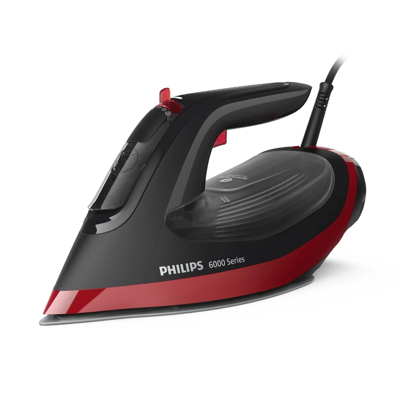 Philips 6000 Series Steam Iron – No Burn Guarantee with OptimalTEMP technology, 220g Steam Boost, 50g Continuous Steam, SteamGlide Plus Soleplate, Drip-Stop, Auto Shut-Off (DST6130/40)