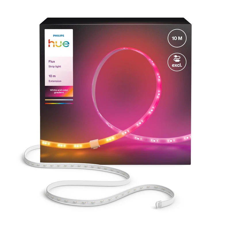 Hue Flux 10-Meter LED Strip Light Extension, Vibrant Color and Ambiance, Flexible Indoor Lighting, Chromasync™ Color Blending, Cuttable, Extendable, Reusable, App and Voice Control