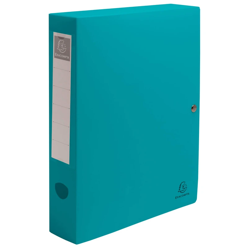 Exacompta - Ref 59830E - Box of 8 Boxes with snap Closure Titanium - Made of Recycled Polypropylene - 6 cm Spine - Size 25x33 cm - 4 Colours Aubergine, Coco, Black and Turquoise