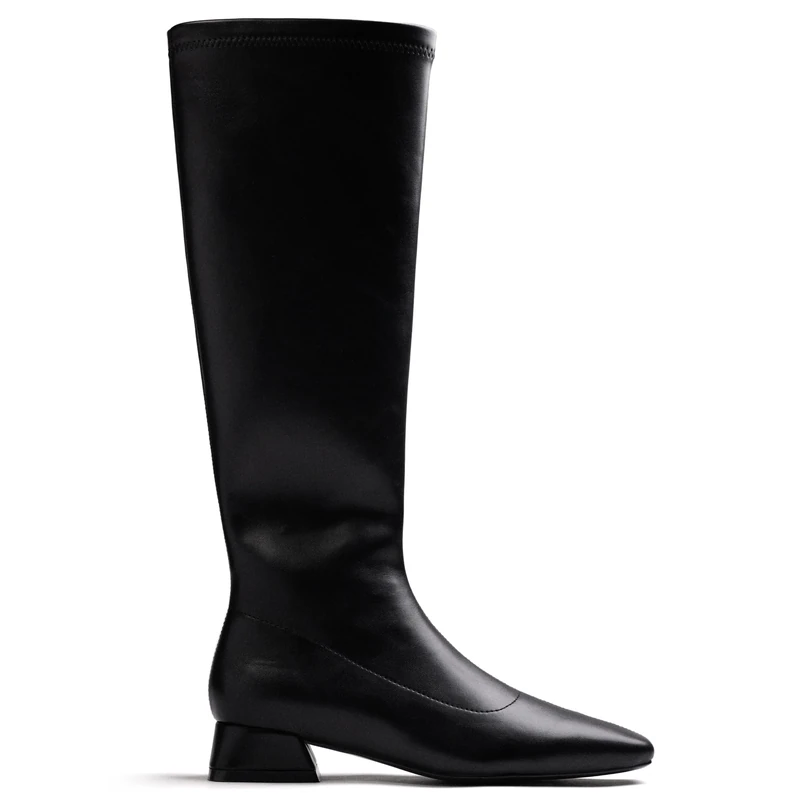 GIOSEPPO Boots Women Black Shaft High Sock Toe Square Heel Size 36
