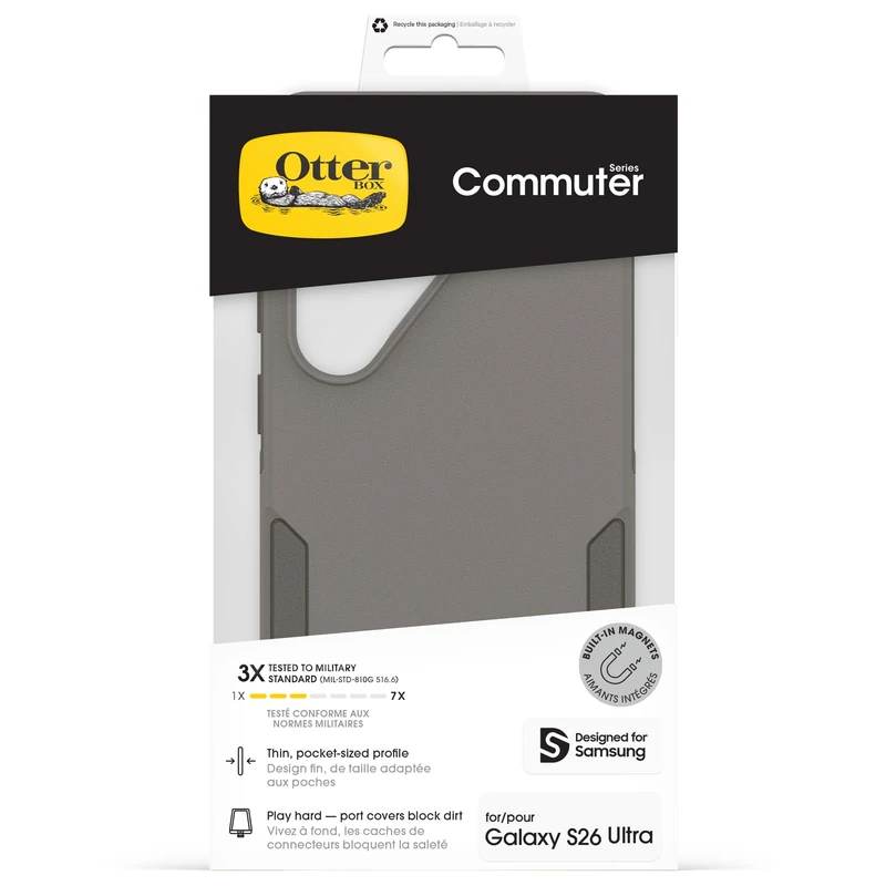 OtterBox Commuter Series Case with Magnets for Samsung Galaxy S26 Ultra, Shockproof, Drop proof, Rugged, Protective Case, 3x Tested to Military Standard, Grey