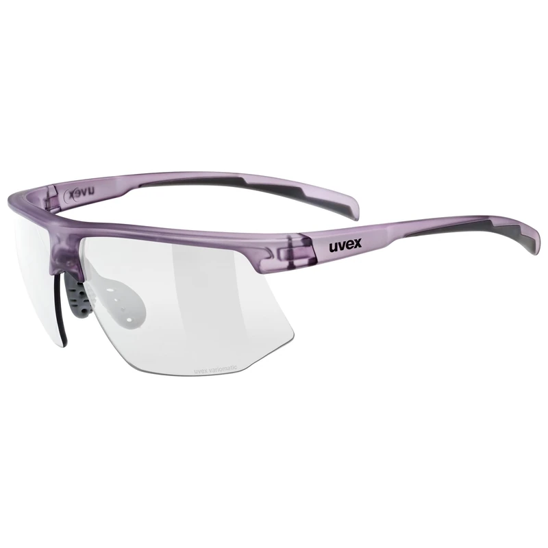 Uvex aerios V – ultra-lightweight, self-tinting performance sports sunglasses for adults with anti-fog coating and soft temples – purple matte/smoke – one size