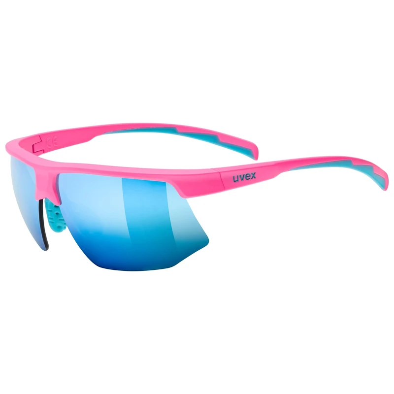 Uvex aerios S – slim, ultra-lightweight sports sunglasses for adults with anti-fog coating and soft temples – pink matte/mirror blue – one size