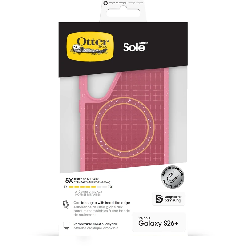 OtterBox Sole Series with Magnets Case for Samsung Galaxy S26+, Shockproof, Drop proof, Protective Case, 5x Tested to Military Standard, Pink