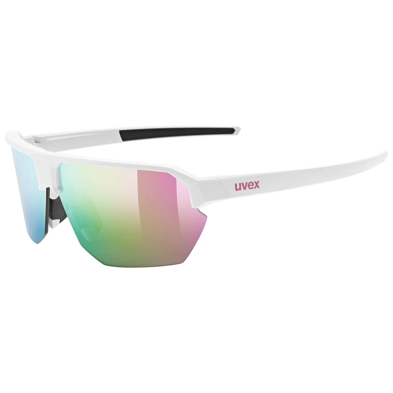 Uvex vective – versatile, robust sports sunglasses with filter category 3 and 100% UVA, UVB and UVC protection for adults – white matte/mirror pink – one size