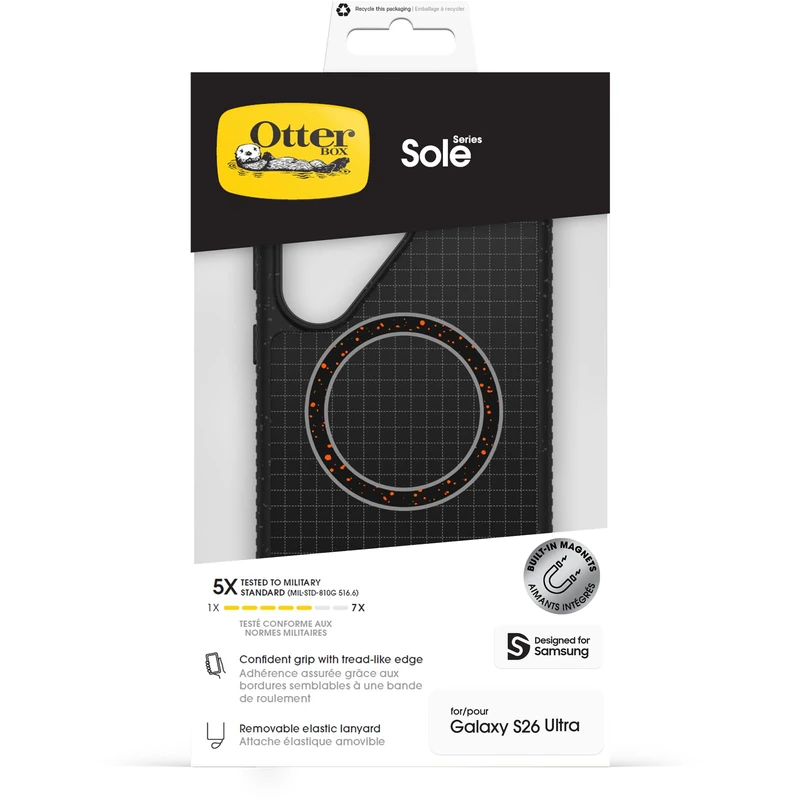 OtterBox Sole Series with Magnets Case for Samsung Galaxy S26 Ultra, Shockproof, Drop proof, Protective Case, 5x Tested to Military Standard, Black