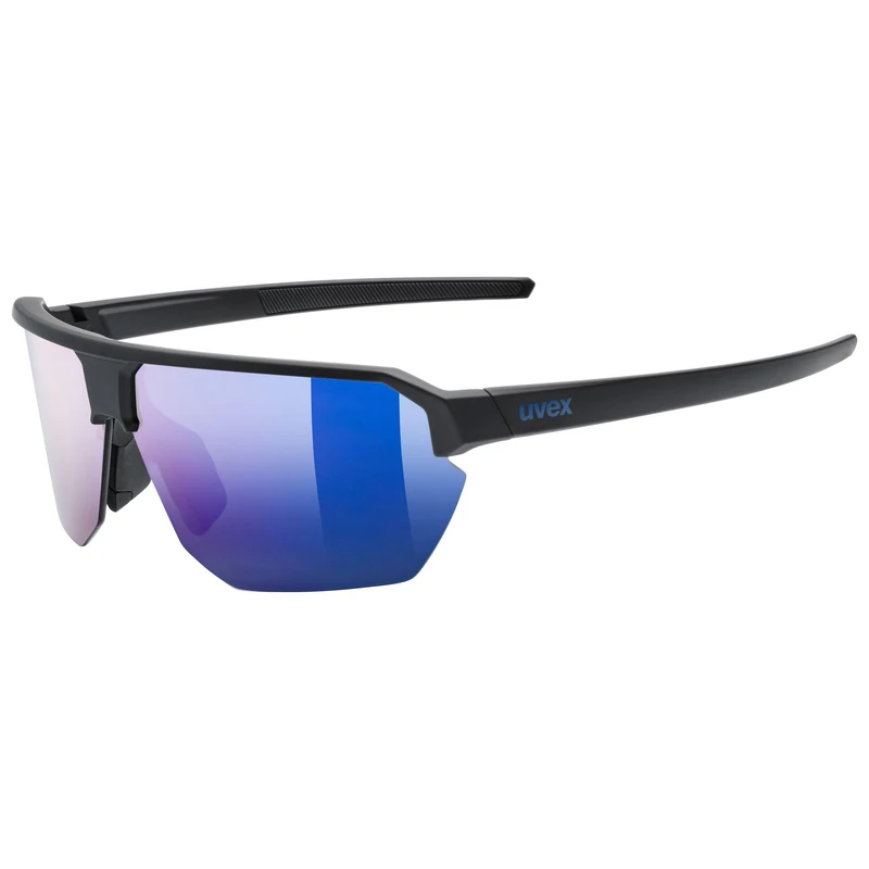 Uvex vective – versatile, robust sports sunglasses with filter category 3 and 100% UVA, UVB and UVC protection for adults – black matte/mirror blue – one size