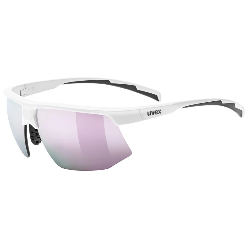 Uvex aerios S – slim, ultra-lightweight sports sunglasses for adults with anti-fog coating and soft temples – white matte/mirror rose – one size