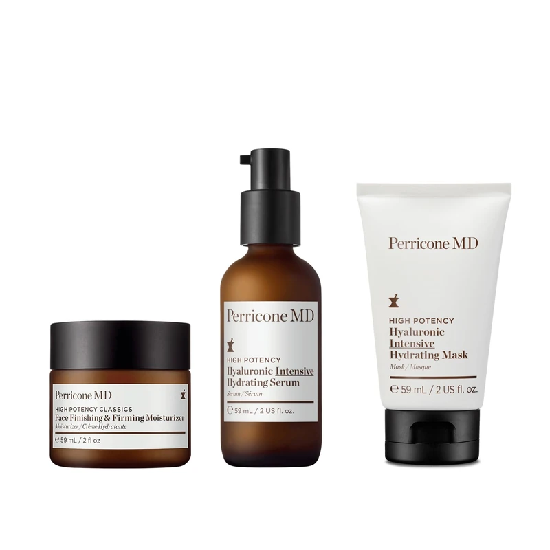 Perricone MD High Potency Hyaluronic Trio | Includes Hydrating Serum, Moisturiser & Mask | Intensive Hydration Routine