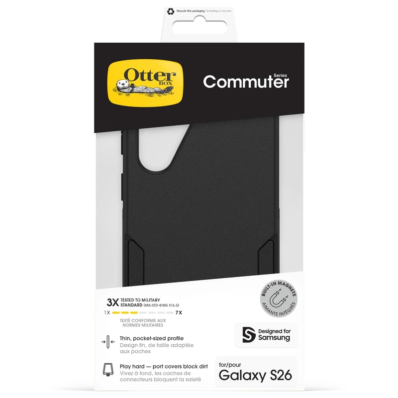 OtterBox Commuter Series Case with Magnets for Samsung Galaxy S26, Shockproof, Drop proof, Rugged, Protective Case, 3x Tested to Military Standard, Black