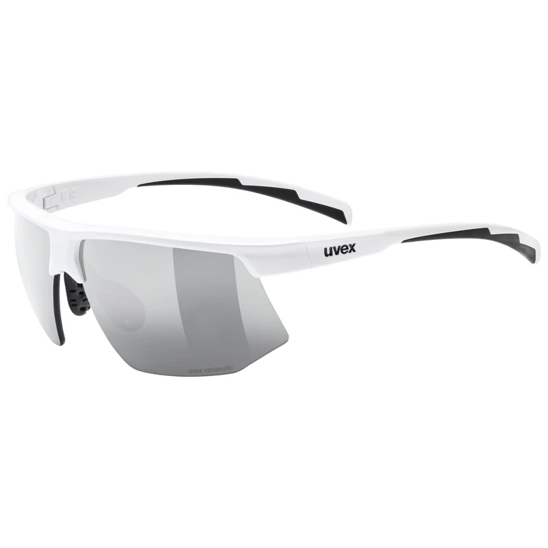 Uvex aerios S V – slim, ultra-lightweight, self-tinting sports sunglasses for adults with anti-fog coating and soft temples – white matte/smoke – one size