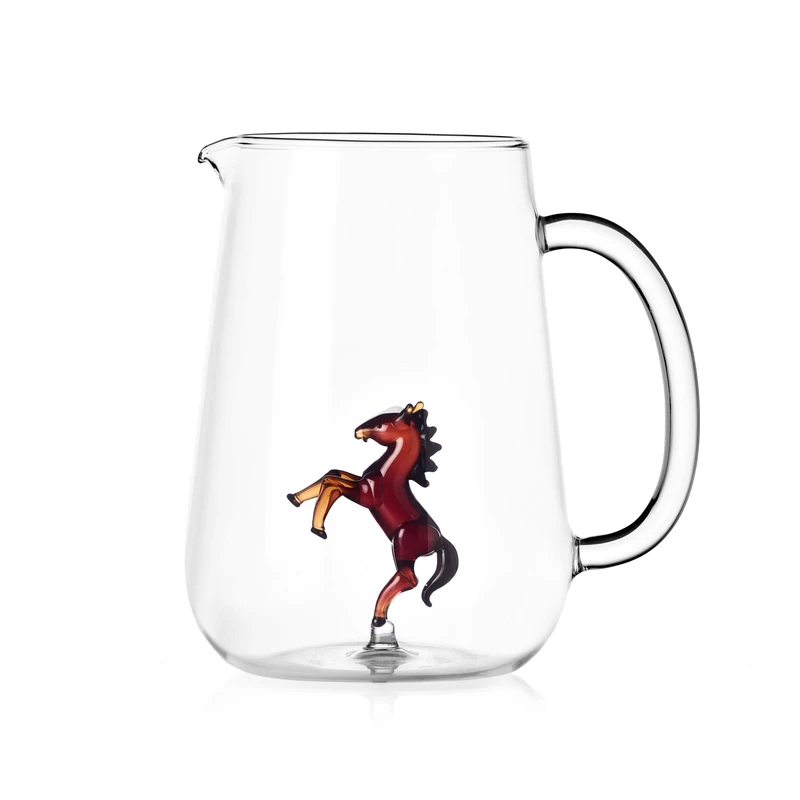 Ichendorf Milano Animal Farm Collection Horse Jug, 170 cl, Borosilicate Glass, Handmade
