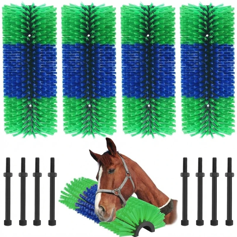 Garvee Livestock Scratching Brushes for Horses, Cattle, Sheep, Goats & Pigs – Large Full-Body Massage Grooming Tools – Relieves Back Itch, Boosts Cleanliness – Pack of 4 – Blue Green