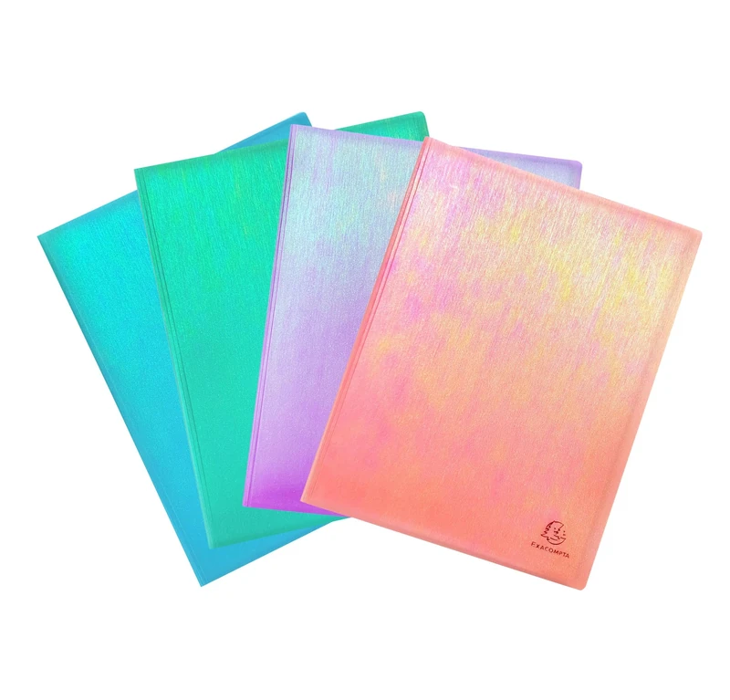 Exacompta - Ref 85430E - Cardboard of 12 semi-Rigid Document Protectors Made of PP Candy Tidy - 40 Pockets - 80 Sheets - for A4 - Size 24 x 32 cm - 4 Colours Azure, Mint, Parma and Peach